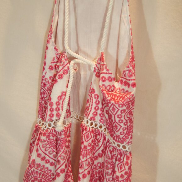 Adelyn Rae Pink White Paisley Tiered Maxi Dress Rope Strap Boho | Size XS - Picture 6 of 6